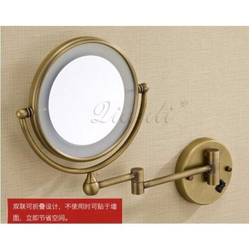 Vidric Hot Bathroom Bronze Wall Mounted 8 inch Brass 3X/1X Magnifying Mirror LED Light Folding Makeup Mirror Cosmetic Mirror Lad