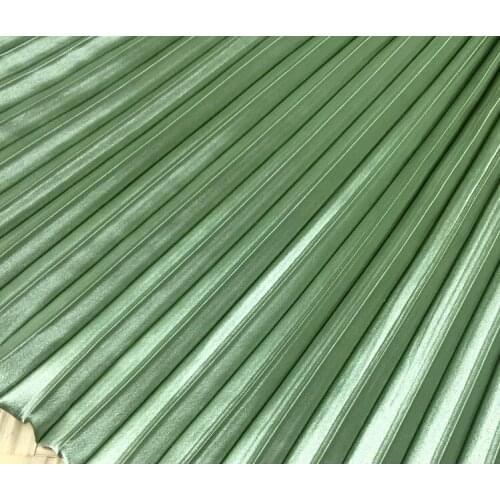 2 meters 150cm 59.05" width tea green stripes accordion pleated satin fabric dress skirt clothing material MM394