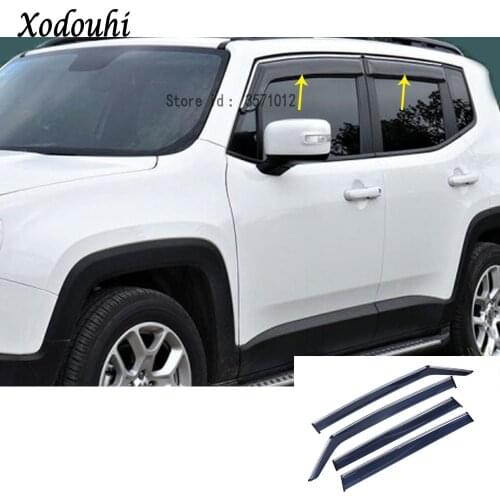For Jeep Renegade 2016 2017 2018 2019 2020 Car Stick Lamp Plastic Window Glass Wind Visor Rain/Sun Guard Vent Styling Molding