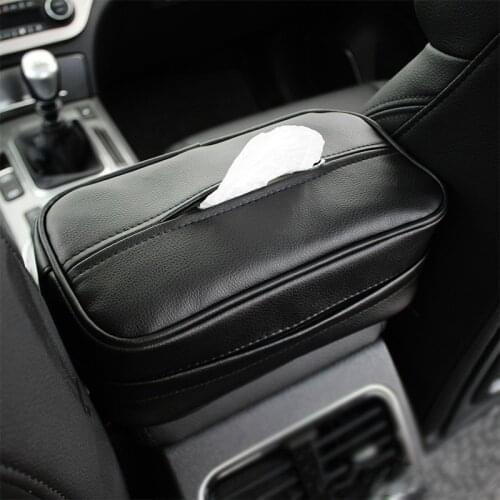 Car Tissue Box Cover Tissue Boxes holder PU Leather black inside paper Block Type Accessories auto Decoration tissue boxes