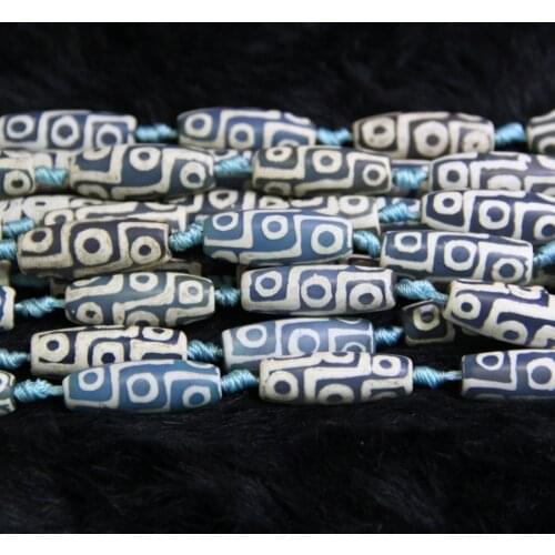 Blue 9 Eyes Mystical Necklace DIY Beads 15.5inch Tibetan Dzi Beads Loose Gems Stone Beads Tibetan Gate Beads