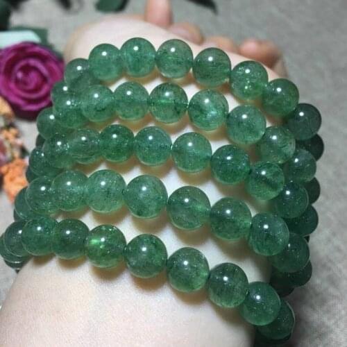 Green Strawberry Charm Bracelet For Women Healing Crystals Stones Fashion Jewelry Handmade Craft