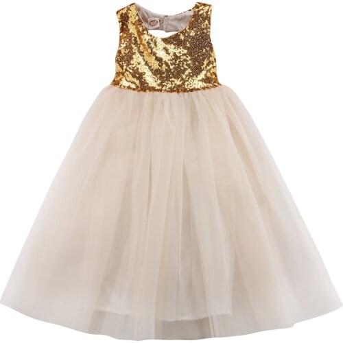 Princess Kids Baby Girls Dress Solid Party Dress Casual Sequins Sundress Costume 2-8T Kid Girls Dress
