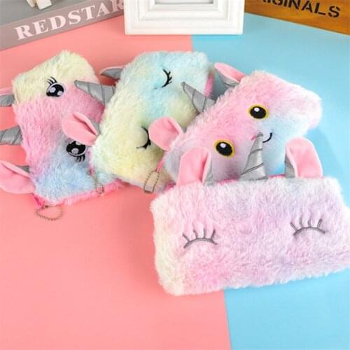 Pencil Cases Large Capacity Pencil Case Cute Plush Kawaii Korean School Supplies Unicorn Stationery For School 2021 Trousse