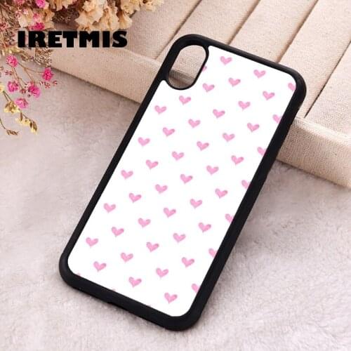 Iretmis 5 5S SE Phone Cover Case for iPhone 6 6S 7 8 Plus X Xs XR 11 12 Mini Pro Max Rubber Silicone Cute Pink Heart Pattern