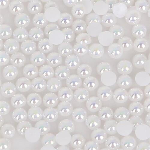 New 3/4/5/6/8/10/12/14mm 50-1000pcs/bag White ABS Imitation Pearl Half Round Flatback for DIY Craft Jewelry Findings Making