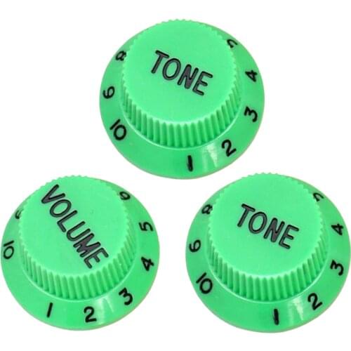 Pack of 3 Green Guitar Speed Control Knobs Button， 1 Volume & 2 Tone， for ST