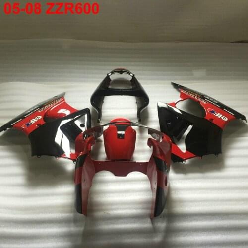 Injection molded ABS plastic fairing kit for Kawasaki Ninja ZZR600 05 06 07 08 red black fairings ZZR600 2005-2008 TW10