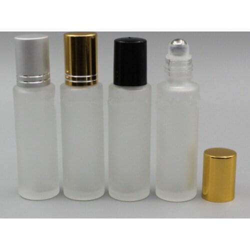 Frosted Glass Empty 15ml Roll On Bottle Essential Oil Packaging Bottles Stainless Steel Roller Ball Cotainer F184