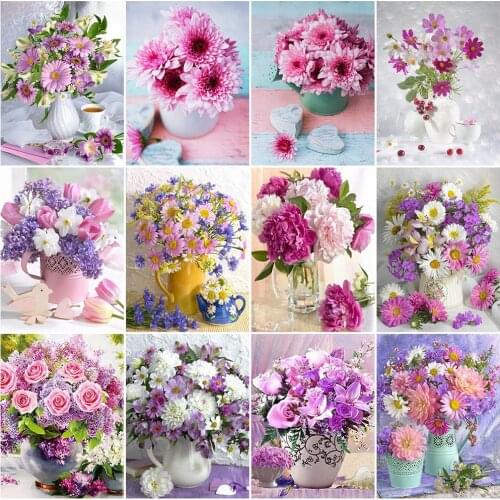 MomoArt Diamond Embroidery Peony Full Square Diamond Painting Daisy Cross Stitch Mosaic Flower Picture Of Rhinestones Decor Home
