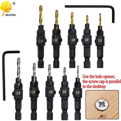 5pcs Countersink Drill Woodworking Drill Bit Set Drilling Pilot Holes For Screw Sizes #5 #6 #8 #10 #12