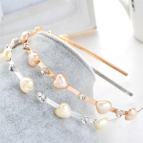 Lovely Elegant Rhinestones Heart Hair Hoop Headband Hair Bands Crystal Alloy For Women Headwear Beads Hairband Hair Accessories