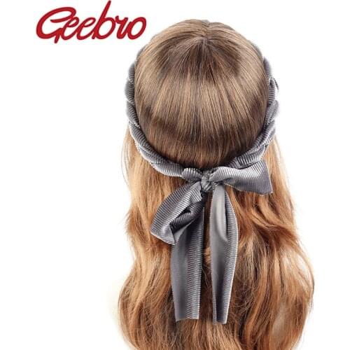 Geebro Women Casual Ribbed Braids Bands Headbands Fashion Solid Color Stretch Adjustable Party Turban Hair Bands Accessories