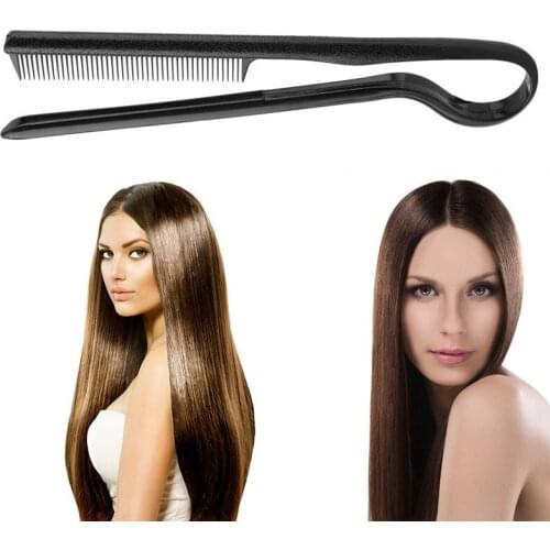 V-shaped Hair Comb DIY Styling Hair Straightener Comb Salon Hairdress Not Hurt Styling Tools Portable Anti-static Folding Comb