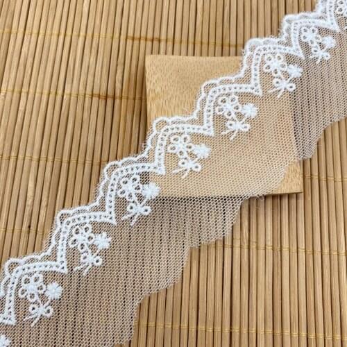 Luxury Tulle Fabric Embroidery Flowers Lace Ribbon Edge Trim For Wedding Dresses Head Veil DIY Sewing Supplies 06