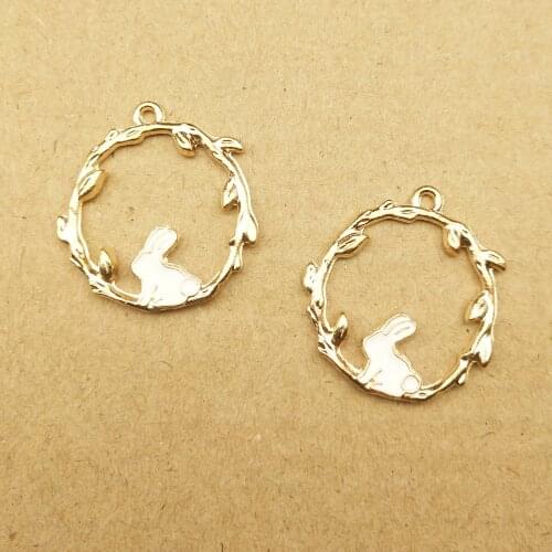 10pcs 21x23mm enamel rabbit charm for jewelry making fashion charm earring pendant bracelet and necklace charms