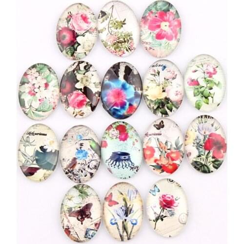 Handmade 4 Size Glass Illustration Oval Flatback Cameo Cabochon Domed DIY Jewelry Charm Photo Pendant Setting