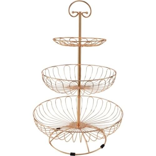 Three Layer Storage Kitchen Home Bowl Detachable Metal Cake Stand Decorative Dessert Holder Round Fruit Basket