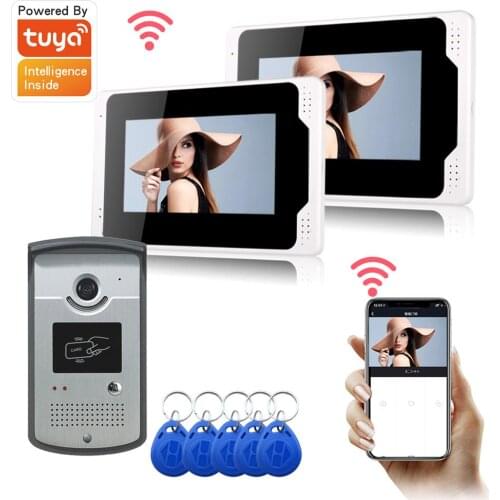 7inch WIFI/Wired Video Doorbell Intercom for home with 1080P Camera Night Vision Device RFID Unlock