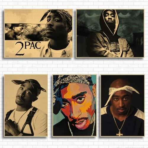 Vintage Poster Hiphop RAP GOD Tupac 2PAC Retro Poster Vintage Kraft Print Poster Wall Home Room Decoration