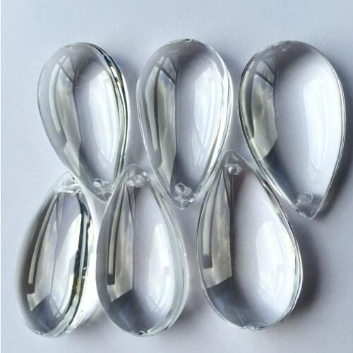 Top Quality 5pcs 50mm Clear crystal glass chandelier smooth water drop pendant Lighting hanging parts accessories+Free Rings