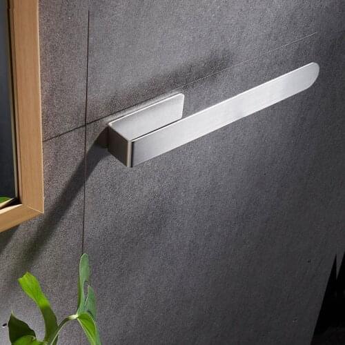 1Pc Punched Free Black Towel Rack Stainless Steel Bathroom Toilet Storage Holder Bathroom Towel Bar Storage Shelf
