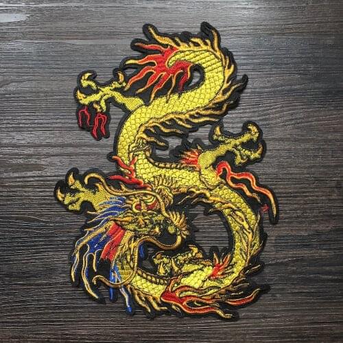 1PCS yellow Camouflage Cool Dragon Embroidery Patches Sewing On Fabric Sticker For Clothes DIY Embroidered Appliques