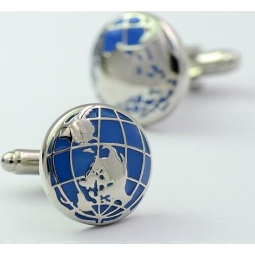 10pairs/lot World Map Cufflinks Blue Planet Cuff Links Copper Made Buttons Men Gift Fashion Jewelry Accessory Wholesale