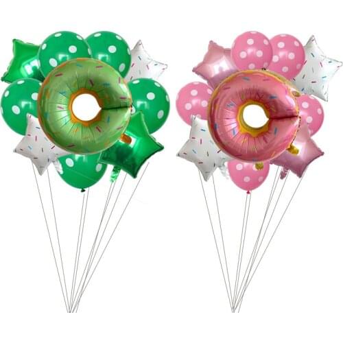 10pcs 12'' donut aluminum film balloon combination baby birthday party decorations 18inch star wave dot latex balloon candy set
