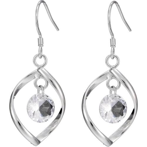 100% Silver Plated Earrings Girl Piercing Accessories Classic Crystal Water Earrings For Women Jewelry Fashion Gift