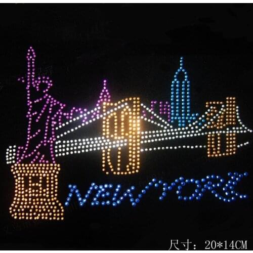 2pcs/lot Statue of Liberty iron on transfer iron on rhinestone motifs rhinestones fix sticker applique shirt dress