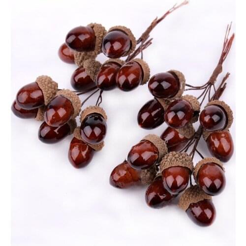 6pcs Artificial Plastic Pine Branches Pine Nuts Cones Fake Plants for Christmas Party Decoration Faux Grass Xmas Home Decor