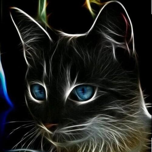 5D DIY diamond embroidery black cat with blue eyes diamond painting Cross Stitch full square Rhinestone mosaic decoration FC505