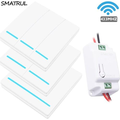 SMATRUL Wireless Switch 1/2/3 Gang 433Mhz Smart Push Light RF Remote Control 110V 220V Receiver Wall Panel button Ceiling Lamp