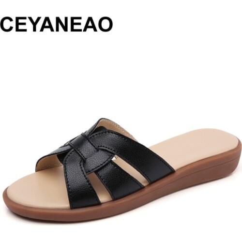 CEYANEAOBrand Women Slippers Summer Slides Open Toe Casual Flat Shoes Women Leisure Sandals Beach Flip Flops Plus Size 41