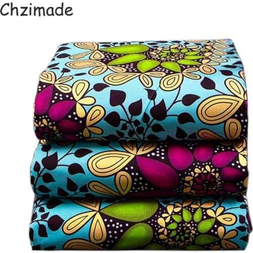 Chzimade 1Yard Ankara African 100% Cotton Flower Prints Fabric For Women Dress Making Diy Home Decoration