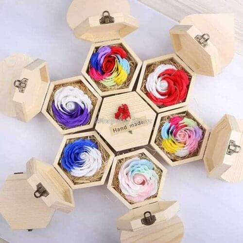 Wooden Retro Jewelry Box Desktop Natural Wood Clamshell Storage Hand Decoration