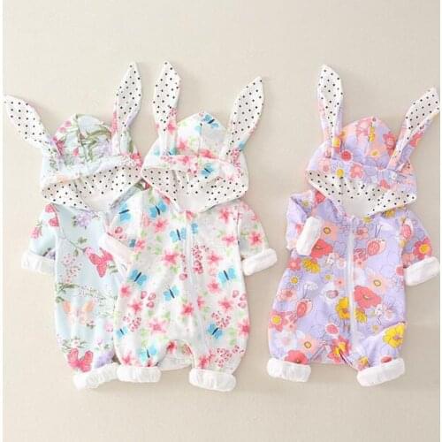 Baby spring and autumn clothes hooded long-sleeved baby girl crawling into princess jumpsuit
