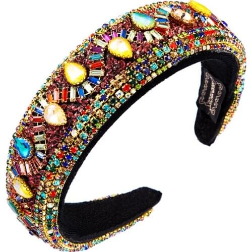 European and American fashion Internet celebrities wide-brimmed sponge headband women full of rhinestones super flash street pat