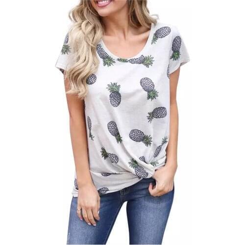Fruit Pineapple Printing T-shirt Women Fashion Harajuku Short Sleeve Pullover Wow Kay Style Female Loose Tops Women Clothing