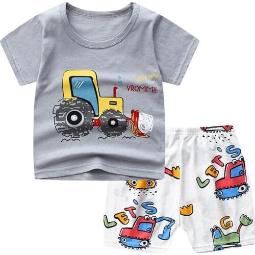 H964 Summer Kids Baby Short Sleeve Set Pure Cotton 2021 New Childrens Clothing Sets Baby Boys Girls Shorts T-shirt Two Sets