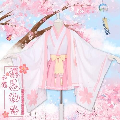 Anime Cardcaptor Kinomoto Sakura Kimono Cherry Lovely Uniform/Suit Cosplay Costume Women Halloween Free Shipping New STOCK