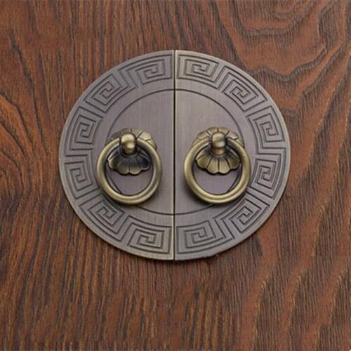 Chinese Classical Semi-circular Handle Paired Green Bronze Drawer Cabinet Door European Antique Wardrobe Cabinet Handle