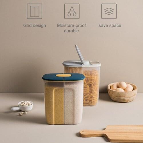 2 Mouth Cereal Storage Container Fresh-keeping Food Cans Sealed Large Capacity Grain Storage Box Rice Storage Container Kitchen