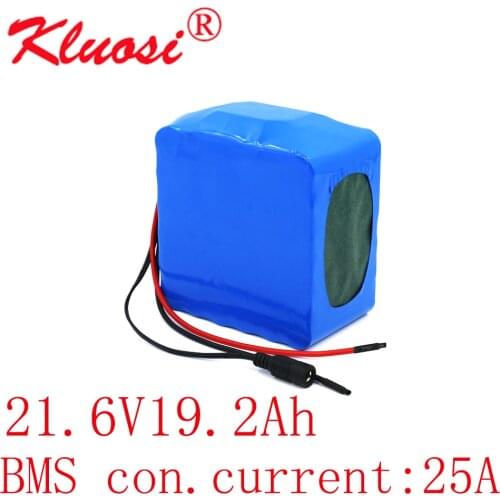 KLUOSI 6S6P 24V 19.2Ah 21.6V 20Ah 25.2V Lithium Battery Pack with 25A BMS for Electric Bicycle Ebike Scooter Wheelchair Cropper