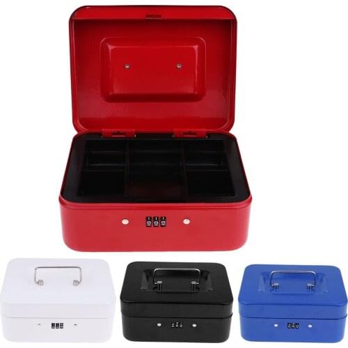 Metal Money Box Cash Coins Saving Box with 6 Compartments Cash Tray for Security