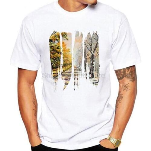 T-Shirt Mens Hombres Twilight Street Painted like Print Stylish Graphic Tees Casual Plus Size White Tee Shirts Tops S-3XL