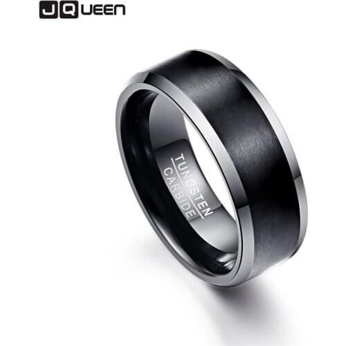 Anillos para hombres 8mm Men Ring 100% Tungsten Carbide Black Wedding Bands Gift Promise Band Pierscienie