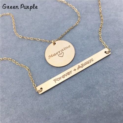 Name Necklace Layered Bar Pendant Gold Coin Collier Femme Handmade Jewelry Boho Best Friend Chocker Necklace