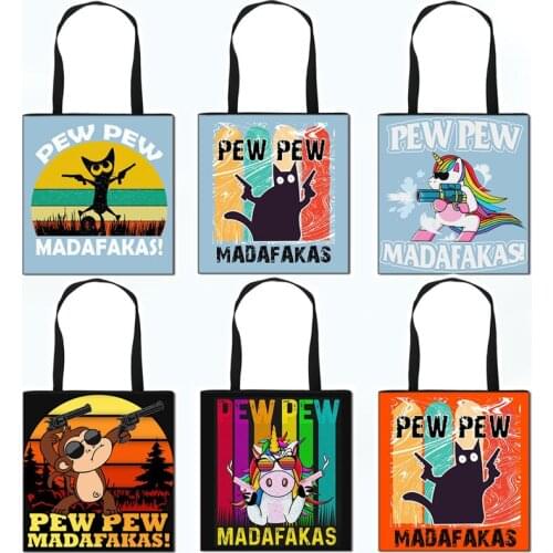 Pew Pew Madafakas Women Handbag Ladies Tote Bag Teenager Gir Hip Hop Shoulder Bags for Travel Big Capacity Shopping Bag